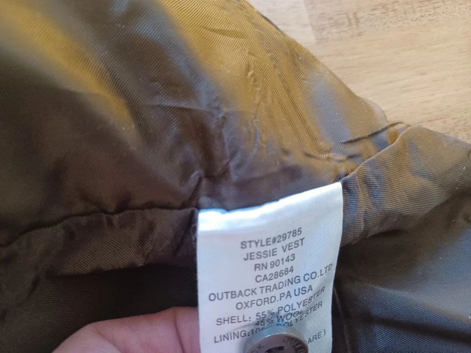 OUTBACK TRADING CO Jessie Brown wool blend HERRINGBONE Mens XXL Western Vest - Image 4 of 4