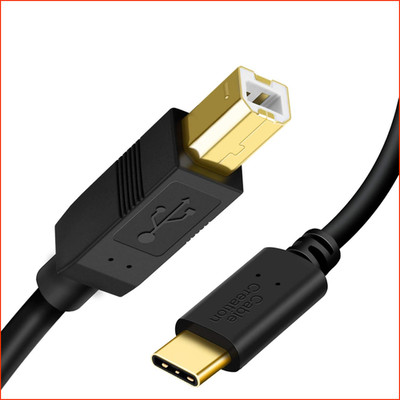 USB C auf USB B Druckerkabel 2m Schwarz Kompatibel mit Drucker Scanner MacBook
