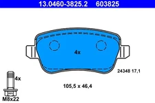 Rear Axle ATE 13.0460-3825.2 Brake Pad Set, Disc Brake for Fiat