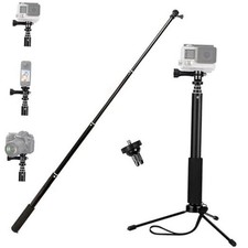 Telescopic Selfie Stick Long with Tripod, Adjustable Hand Grip Compatible with