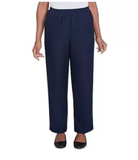 New Alfred Dunner 14 Classics Proportioned Medium Pull-On Straight Pants Navy