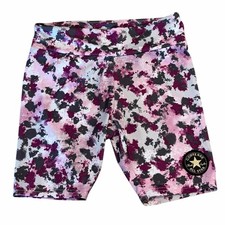 Converse Bike Shorts Girls Size M 10-12 Pink Purple Abstract Print Stretch