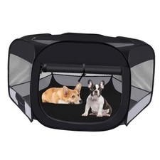 Dog Cat Playpen, Pet Puppy Playpen, Puppy Dog Play Pen for Small Black