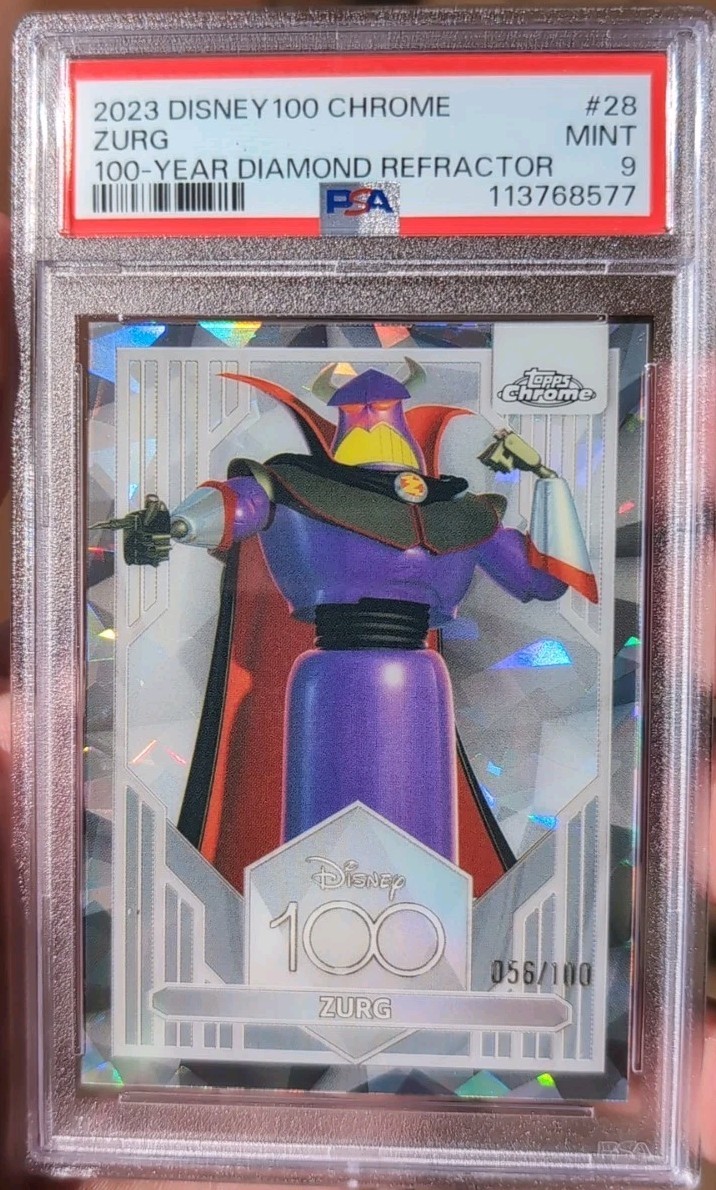 2023 TOPPS CHROME DISNEY100 100-YEAR DIAMOND REFRACTOR #28 ZURG /100 PSA 9
