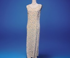 Vintage CAROL ANDERSON Floral Print Pastel Yellow Summer Maxi Dress Small USA