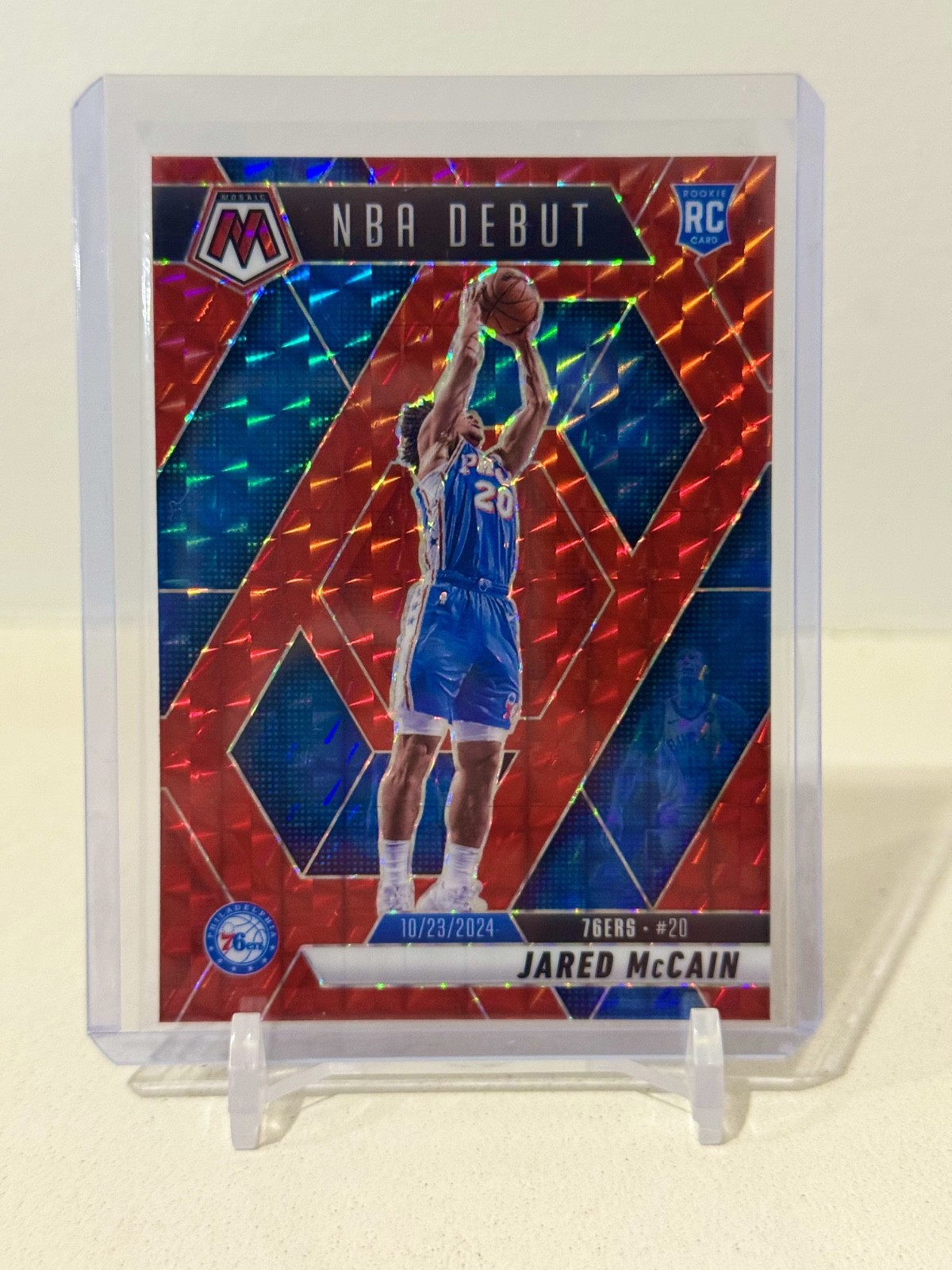2024-25 Panini Mosaic - NBA Debut Jared McCain #263 Red Mosaic Prizm (RC)