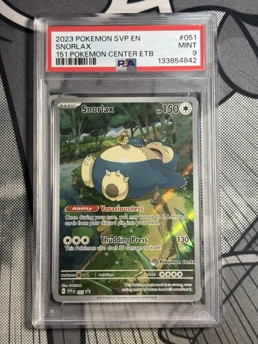 2023 POKEMON SVP EN-SV BLACK STAR POKEMON CENTER PROMO  #051 SNORLAX 151 PSA 9🔥