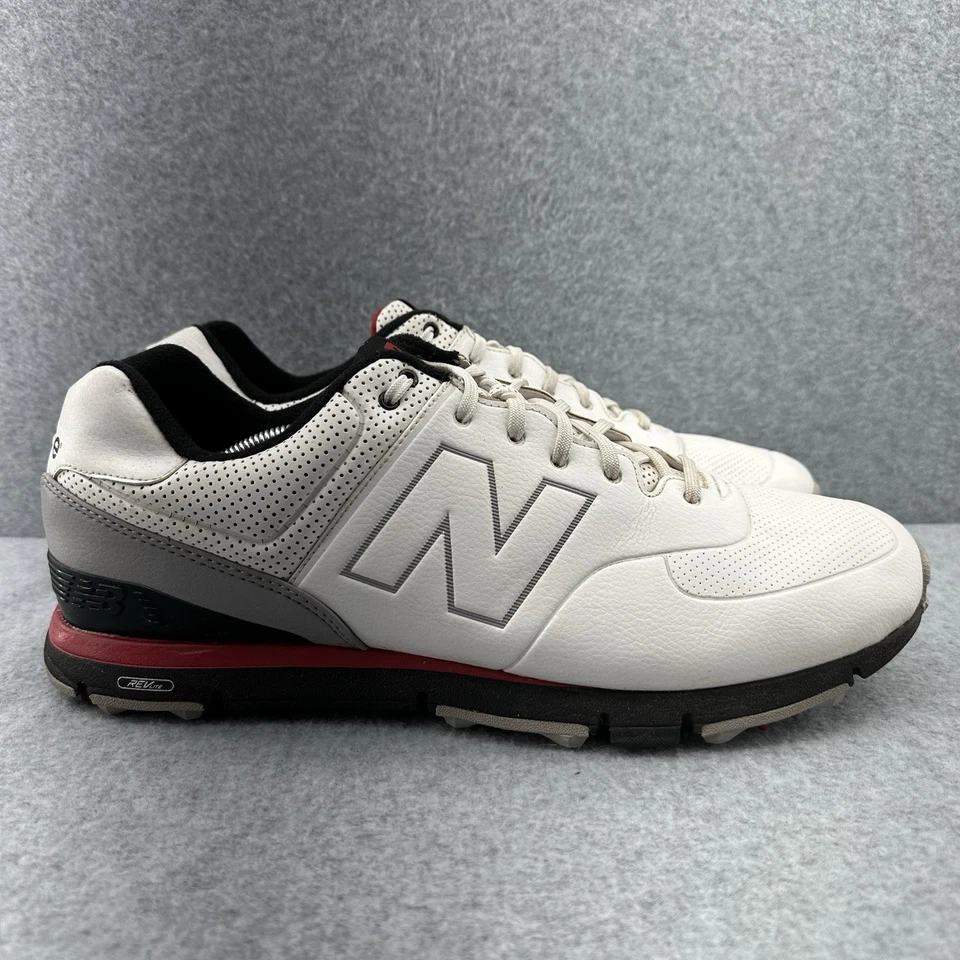 Zapatos de golf New Balance 574 Soft Spike para hombre talla 13 blanco negro cuero NBG574 Foto 3 de 4