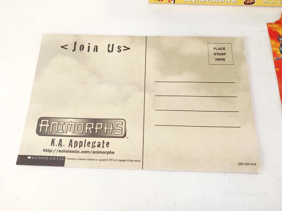 Vintage 1990s ANIMORPHS Lot of 9 #2-10 K.A. Applegate Postcard Sticker Bookmark — 第 3/4 张图片