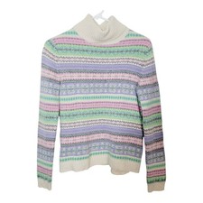 Vintage Chadwick's Fair Isle Pastel Sweater Lambswool Blend Sz Small Turtle Neck