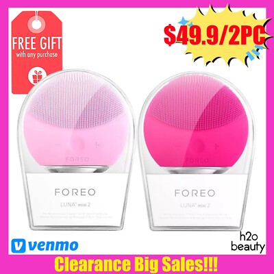 Foreo Luna Mini 2 Facial Cleansing Brush Pearl Pink and Fuchsia *NEW IN BOX*
