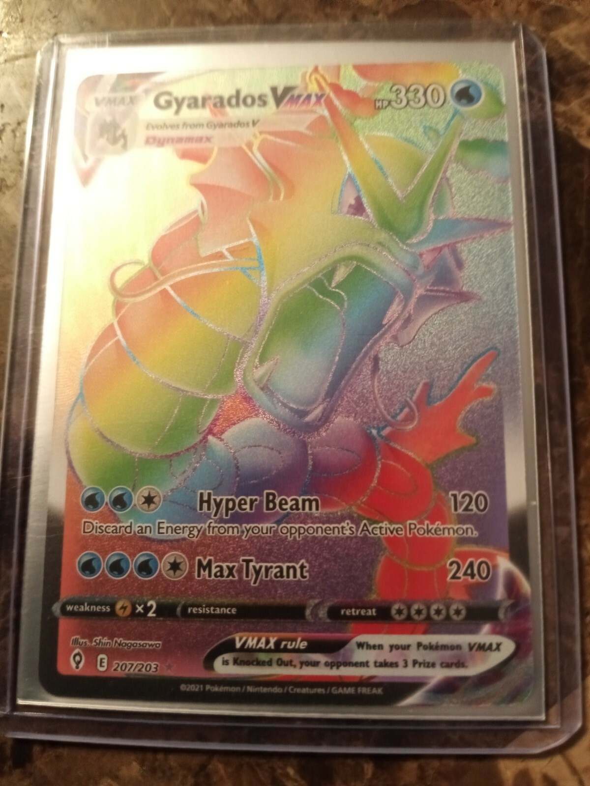Pokemon Evolving Skies Gyarados VMAX rainbow card 207/203 NM/MINT eBay
