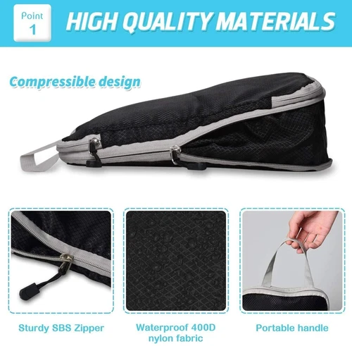 Packing Cubes Travel Pouches Luggage Organiser Bag Suitcase Clothes Storage Bag - Picture 3 of 35