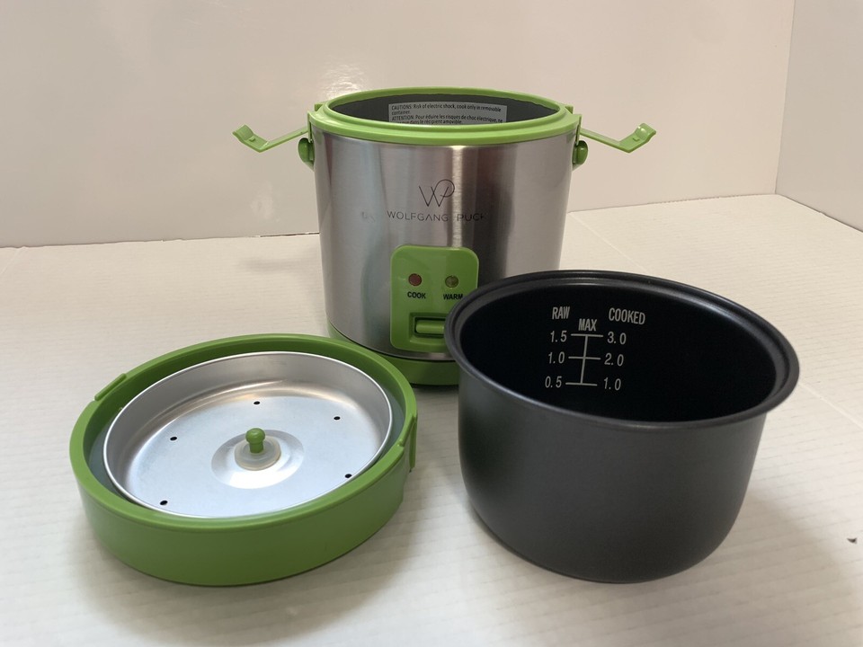 Wolfgang Puck Rice Cooker Mini Travel 1.5 Cup Green Stainless Model ...