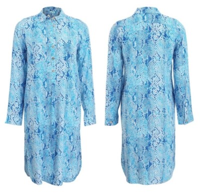 blue striped dress h&m Blue Snake Garden Long Sleeve Mini Dress