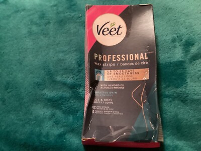 Veet  Professional  Wax Strips, For Legs & Body, Sensitive Skin, w/Almond oil 
