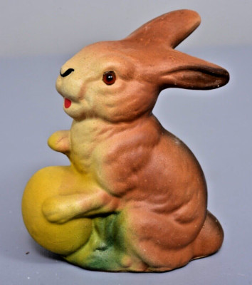 Stamm House 4'' Paper Mache Bunny Holding Easter Egg