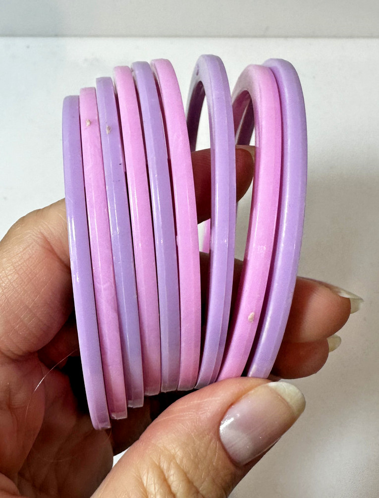 Stackable Chunky ThinPlastic Bangle Light Pink La… - image 2