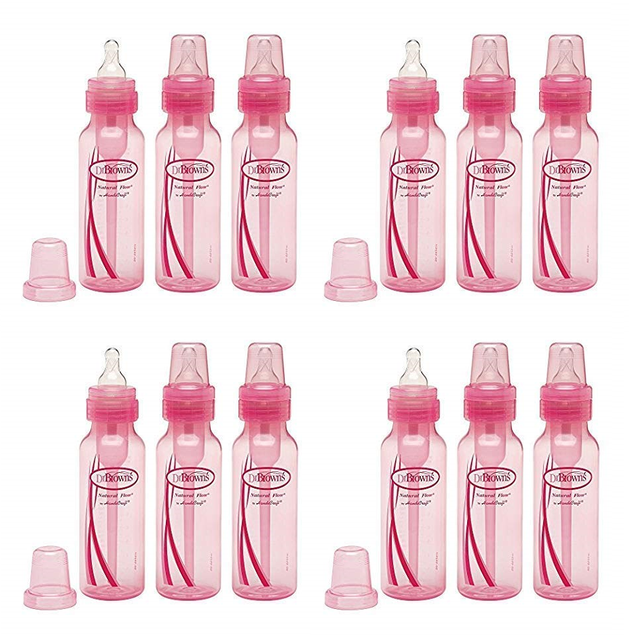 Dr Browns Natural Flow Standard 8 oz Bottles, Pink 3 Bottles (4 Pack