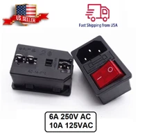 Sodial(R) Inlet Male Power Socket with Fuse Switch 10A 250V 3 Pin IEC320 C14 AD