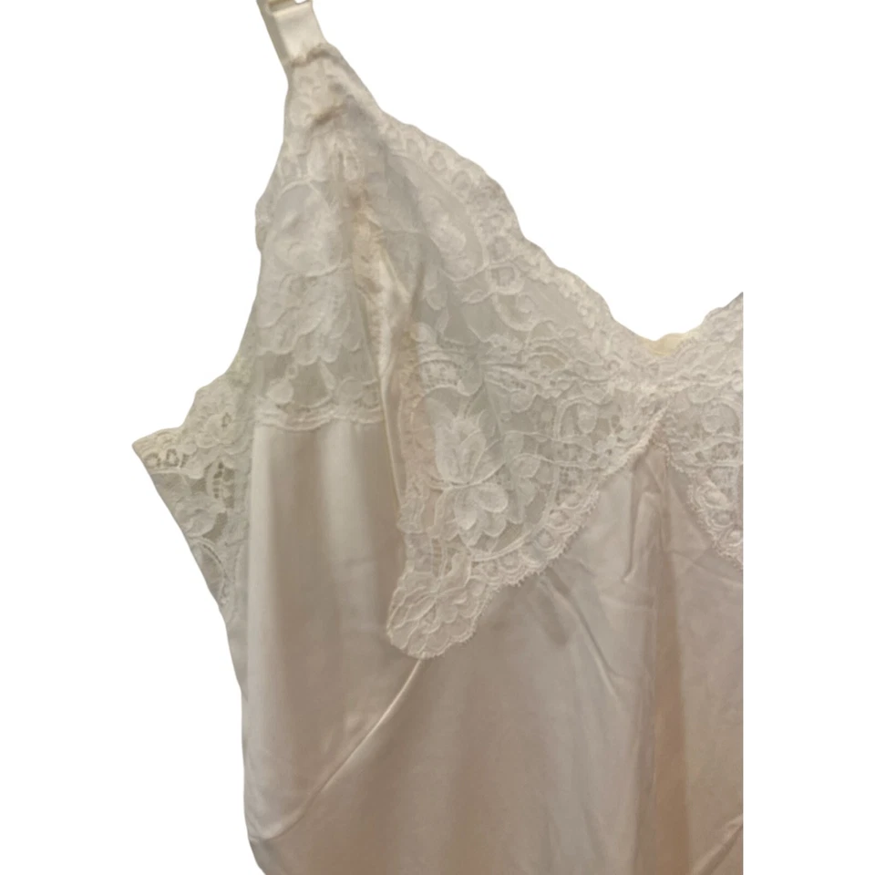 Camisón ShadowLine Floral Borde de Encaje Deslizable Completo Marfil Para Mujer 36 Alto Nylon De Colección Foto 3 de 4