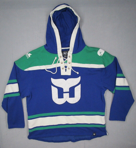 Hartford Whalers Hoodie Mens 2XL XXL Blue 47 Pullover Tie Hockey Jersey  Logo - Body Logic