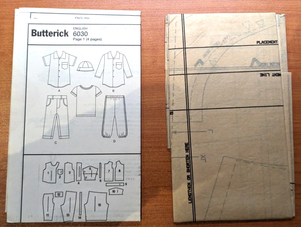 Butterick Baby 6030 Sz L-XL Infant Loose Fit Shirt T-Shirt Pants and Hat Uncut - Image 3 of 3