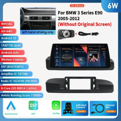10.25'' Carplay Android 13 Autoradio Navi DAB+ Für BMW 3series E90 Idrive 6+64GB