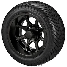 (4) Golf Cart 215/35-12 LSI Elite Low Pro Tires on 12x7 Matte Black Azusa Wheels