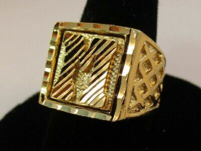 J-MANIA Initial Ring Mit Buchstabe M Gold Veredelt 14KT Bling - Größe 12