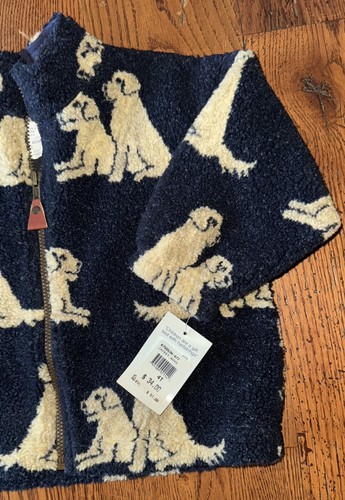 KITESTRINGS Boys Fleece Full Zip 4T Navy Blue Dogs Jacket NWT Vintage USA Made - Picture 4 of 9