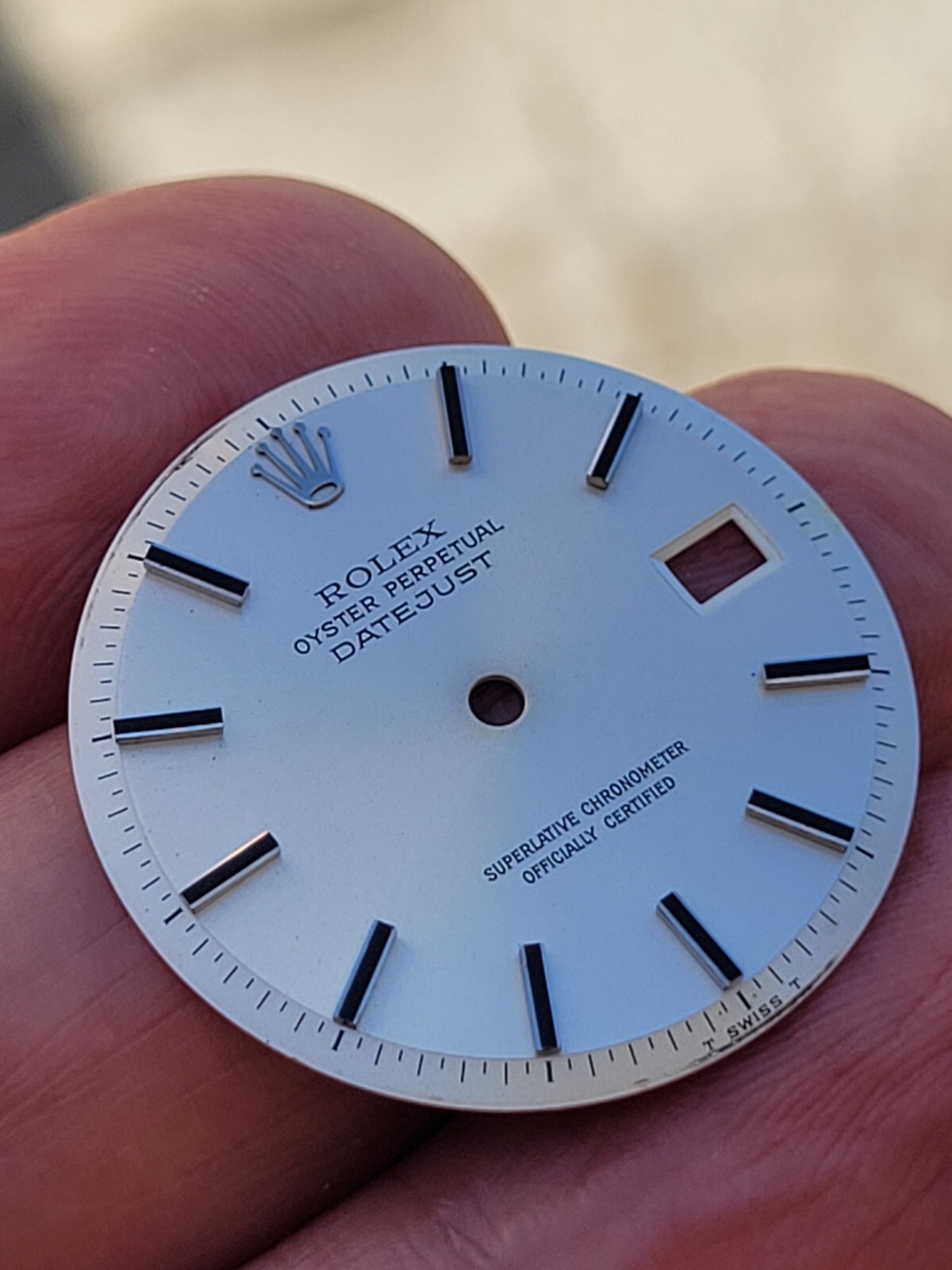 Rolex 36mm Steel 1601/3 Genuine Silver Onyx Strip Dial