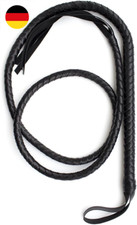 Schwarze Echtlederpeitsche, 1,9 m lang, Reitpeitsche, Indiana Jones Style Bullen