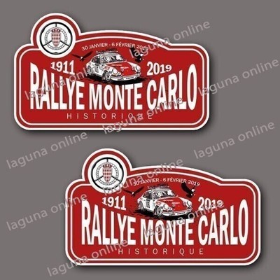 Autocollant Rallye Monte-Carlo - 15,5 X 31 Cm - Rouge/Blanc - Neuf