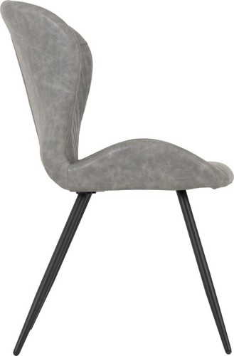 Marlow Black Marble Effect Dining Set Table 4 Grey Faux Leather Chairs - Picture 12 of 14