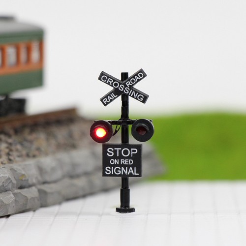 N Scale 1:160 Crossing Signal Stop on Red 2-LEDs made + Control Module - Picture 7 of 10
