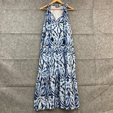 Sussan Dress Womens 8 Blue Sleeveless V-Neck Cotton Lined Midi Shift 37018