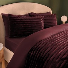 Silentnight Ribbed Faux Fur Duvet Cover Set Super Cosy Warm Easy Care Bedding