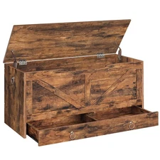 Storage Chest, 39.3" Chest with Drawer, Wooden Storage Bench, Sturdy Entryway...