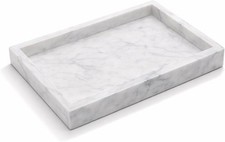 Natural White Marble Tray for Bathroom  Kitchen  Vanity  Desktop, Stone Or...
