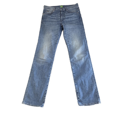 Hugo Boss Herren Jeans W33 L36 Straight Leg Hellblau Waschung Stretch Kansas Zip Fly