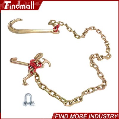 Findmall 5/16'' × 6' J Hook Chain G80 5400lbs Tow Chain With 15'' JRT Grab Hook