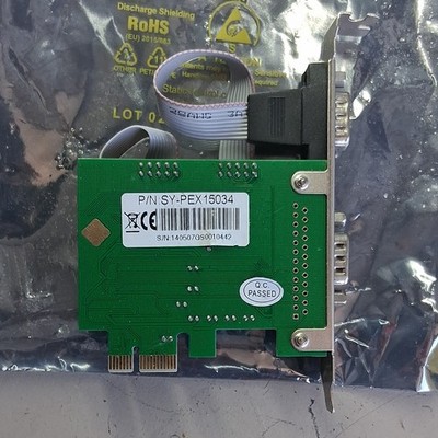 Syba SY-PEX15034 PCIe x1 2-Port RS-232 Serial Expansion Card 1 Mbps
