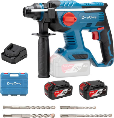 Dongcheng 20V Cordless Rotary Hammer Drill + 2 Batteries & 4 Bits Included
