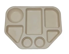 Lot Of 12 - Cambro 7 compartment  Beige Trapezoid Dinner Trays Camwear