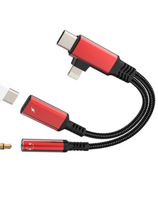 Lightning USB to 3.5mm Audio Adapter Headphone Jack Aux (2in2) for iPhone 17 ...