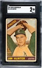 1966 TOPPS VENEZUELAN JIM HUNTER 36 GOOD SGC 2 BASEBALL KANSAS CITY ATHLETICS