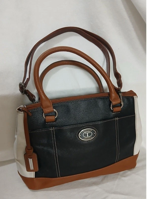 Tignanello Tri-Color Genuine Leather Satchel Shoulder Bag Purse Multi Pockets - Image 4 of 4