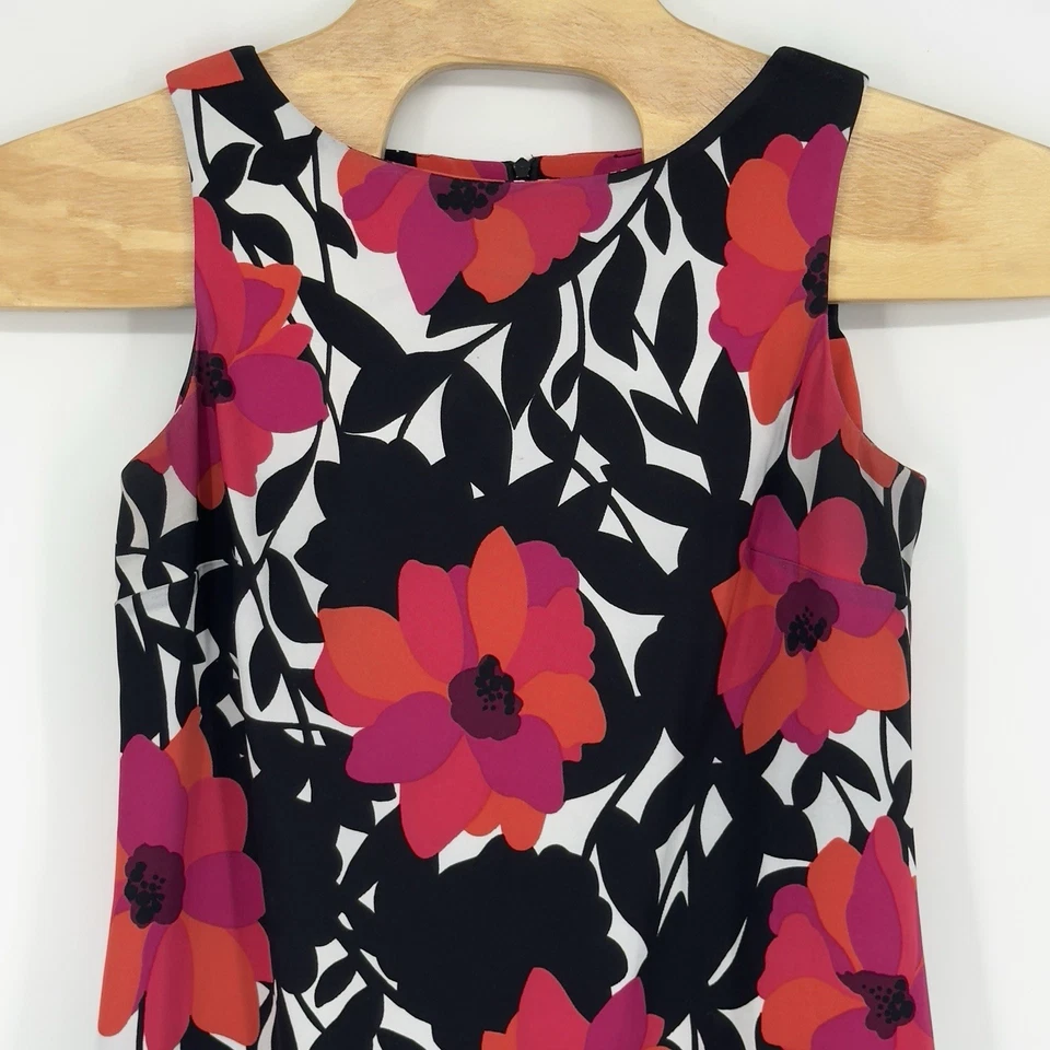 Vestido AGB Mujer Talla 10 Negro Floral Cambio Midi Cremallera Sin Mangas Informal Elastizado Foto 2 de 4