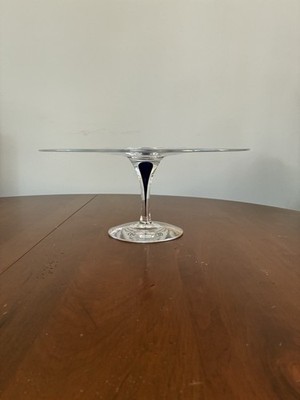 Orrefors Intermezzo Blue Drop  Pedestal Cake Stand Plate - Sweden Blown Glass